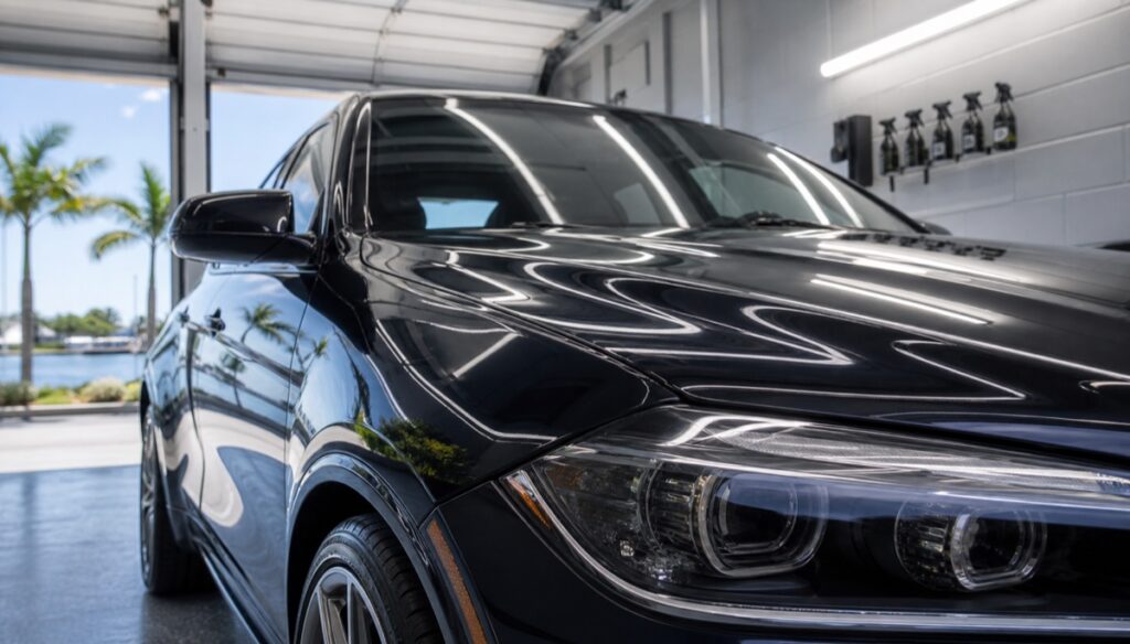 Glossy vehicle protected with System X ceramic coating in Punta Gorda