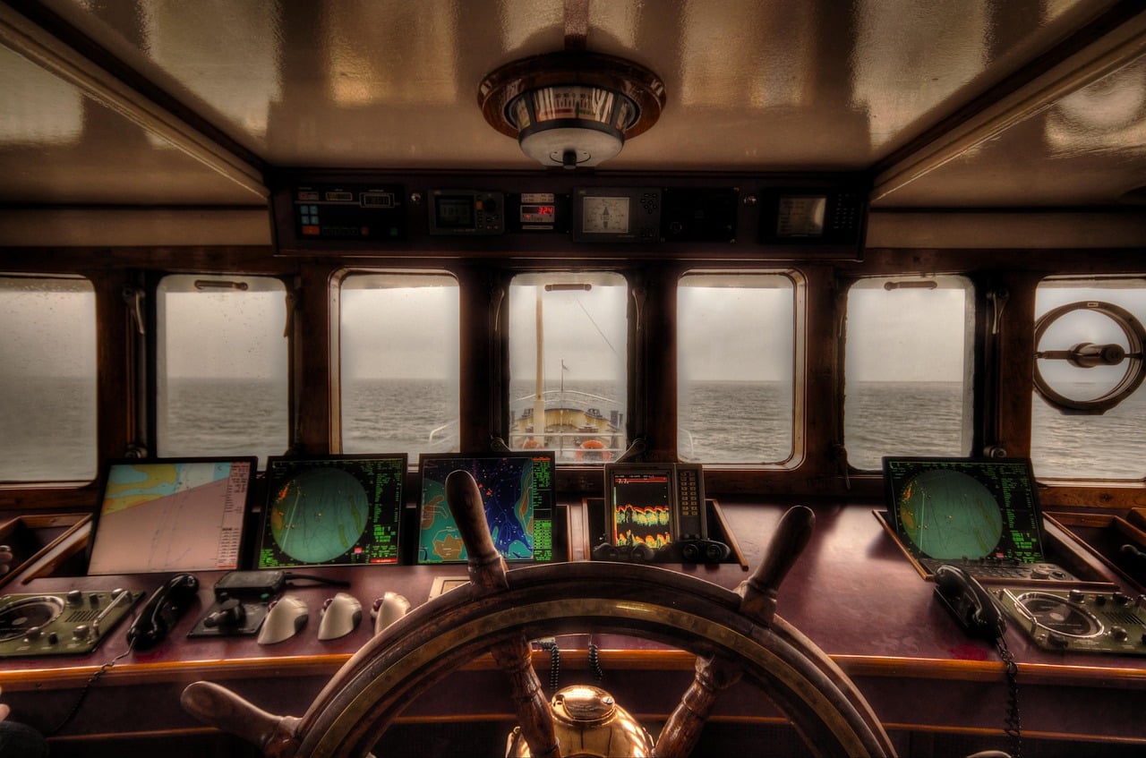 boat helm and windshield for marine window tinting